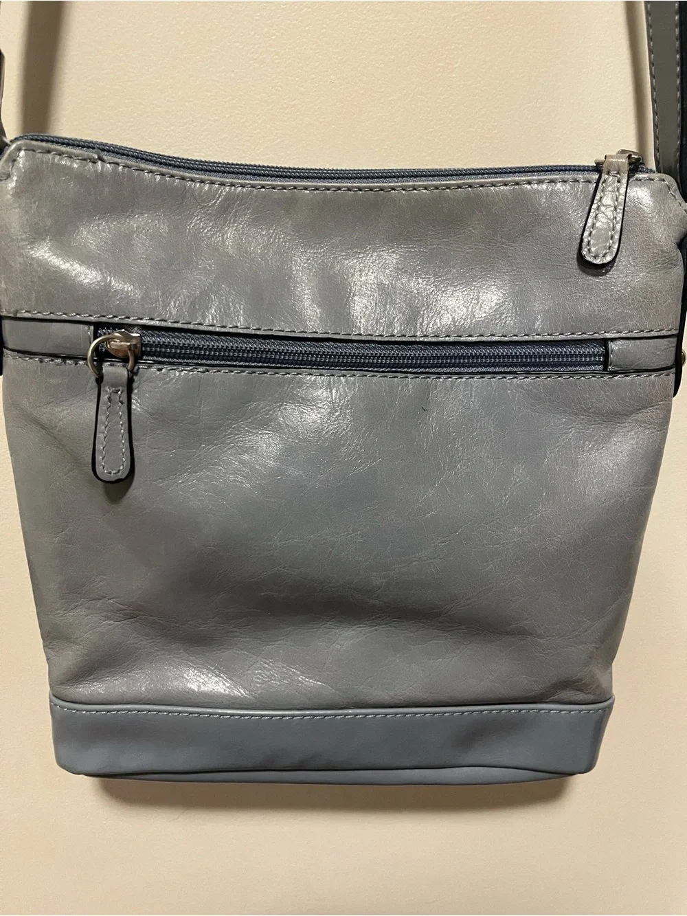 GUC Giani Bernini Leather Crossbody Bag Gray Blue